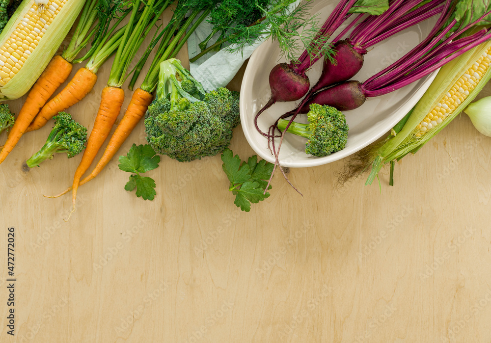Raw ingredients for cooking vegetarian food on wooden table. Healthy vegan meal top view Raw ingredients for cooking vegetarian food on wooden table. Healthy vegan meal top view