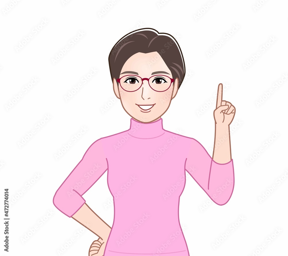 紅い眼鏡をかけたおばさん