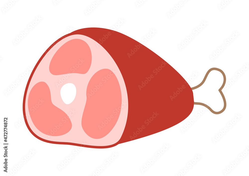 Cartoon ham isolated on white background Stock Vector Adobe Stock