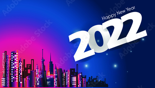 Happy New Year 2022 logo text,design card, banner,Vector illustration.