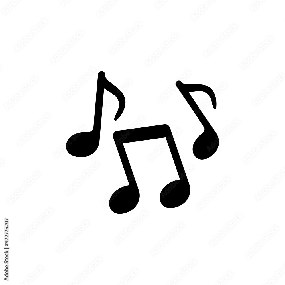 Music note icon in flat style. Song vector illustration on white isolated background. Musician sign business concept. Music note icon in flat style. Song vector illustration on white isolated background. Musician sign business concept.
