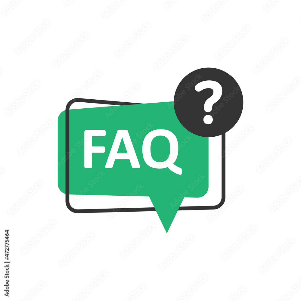 Faq speech bubble icon in flat style. Question vector illustration on white isolated background. Communication sign business concept.