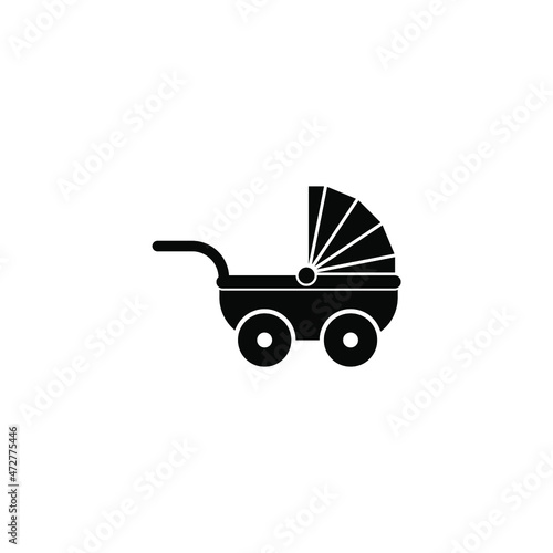 Vector sign of the Baby stroller symbol is isolated on a white background. Baby stroller icon color editable.