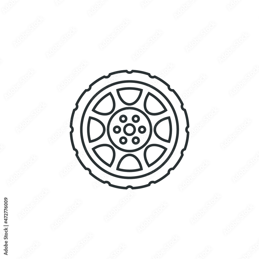 Vector sign of the Car wheels symbol is isolated on a white background. Car wheels icon color editable. Vector sign of the Car wheels symbol is isolated on a white background. Car wheels icon color editable.