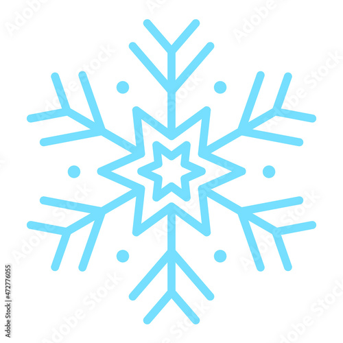 Vector Snowflake - Amazing vector icon of a bright blue snowflake suitable for game, animation, app, icon, sign, sticker, children book, decoration, christmas and illustration in general - Vector Icon