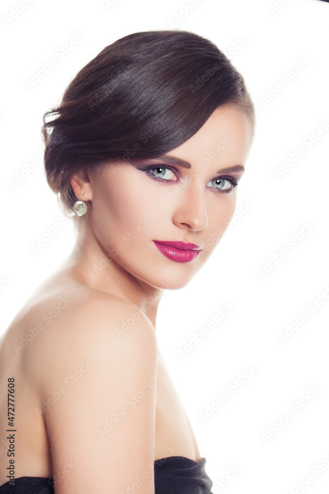 Perfect brunette woman face close up Perfect brunette woman face close up