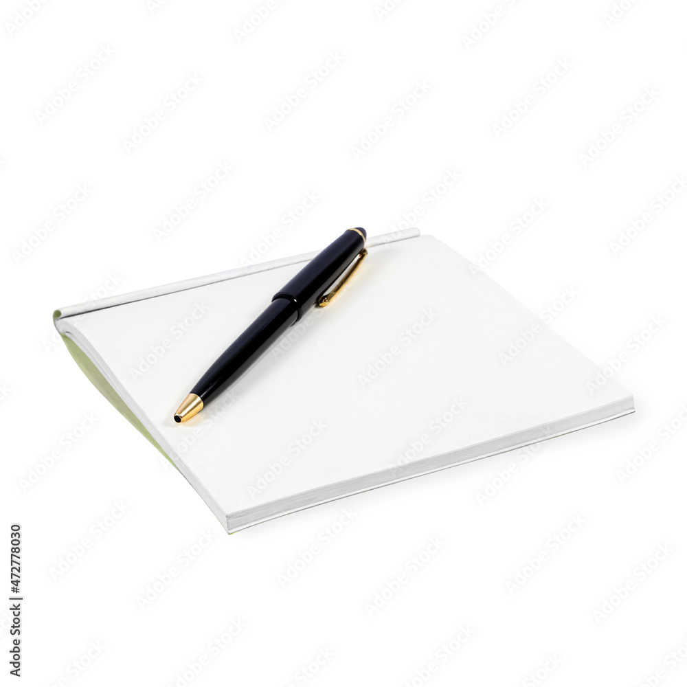 Blank note paper with pen. isolated on white with clipping path include for design usage purpose Blank note paper with pen. isolated on white with clipping path include for design usage purpose