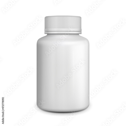 Vitamin Complex Drug Blank Package Set Vector. Vitamin And Antioxidant Pharmaceutical Organic Supplement Plastic Bottle. Packaging For Storage Pharmacy Pills Template Realistic 3d Illustration