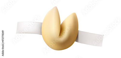3d realistic vector icon. Fortune cookie. Wish chinese cookie with a peper. Isolated.