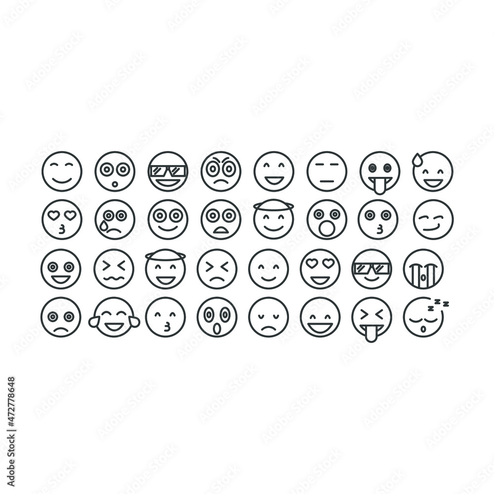 Vector sign of the emoticon face symbol is isolated on a white background. emoticon face icon color editable. Vector sign of the emoticon face symbol is isolated on a white background. emoticon face icon color editable.