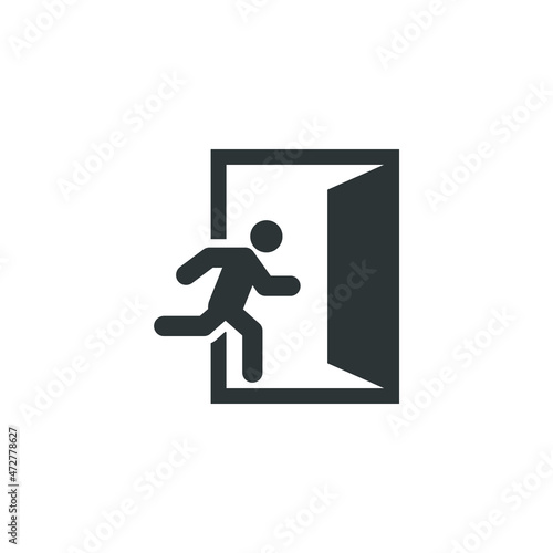 Vector sign of the Emergency exit symbol is isolated on a white background. Emergency exit icon color editable.