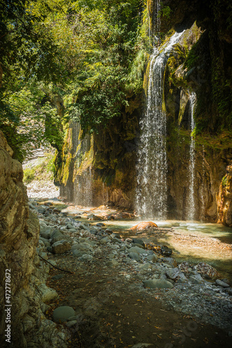 Waterfalls on the river Krikiliotis at Panta Vrexei in Evritania, Greece photo