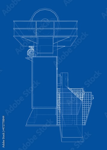 Hydraulic Press. 3d illustration