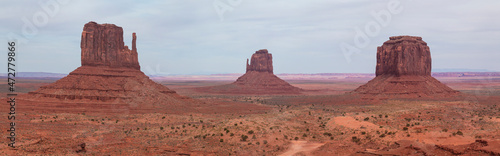 USA, Arizona. Panoramic view of the Mittens and Merrick Buttes in Monument Valley. photo