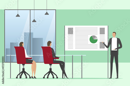 Meeting room. Cartoon style. Vector illustration.