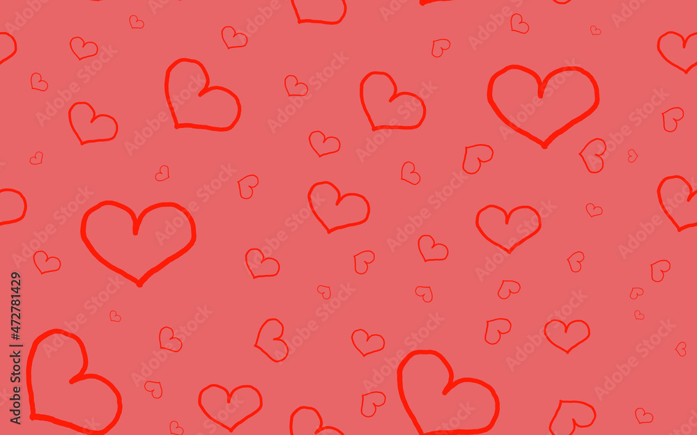 Abstract background of hearts in red. Abstract background of hearts in red.