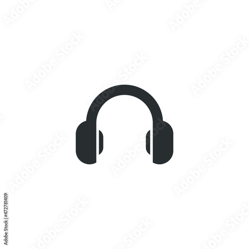 Vector sign of the Headphones symbol is isolated on a white background. Headphones icon color editable.