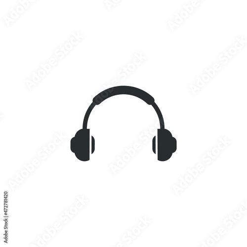 Vector sign of the Headphones symbol is isolated on a white background. Headphones icon color editable.