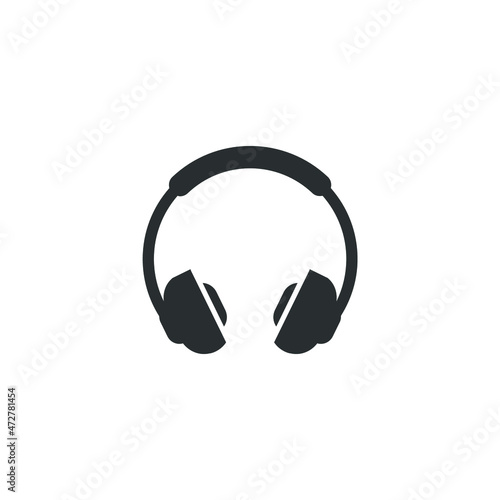 Vector sign of the Headphones symbol is isolated on a white background. Headphones icon color editable.