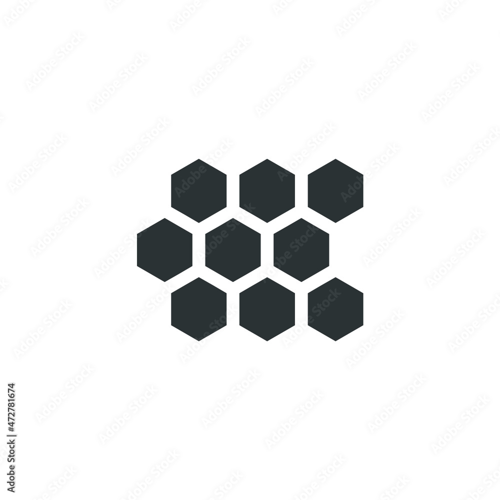 Vector sign of the honeycomb symbol is isolated on a white background ...