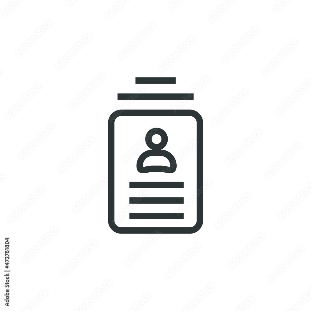 Vector sign of the Id card symbol is isolated on a white background. Id card icon color editable. Vector sign of the Id card symbol is isolated on a white background. Id card icon color editable.