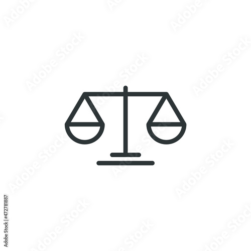 Vector sign of the Law scale symbol is isolated on a white background. Law scale icon color editable. 