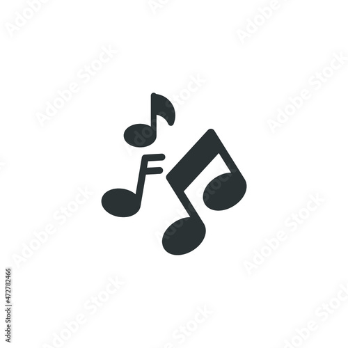 Vector sign of the music note symbol is isolated on a white background. music note icon color editable.