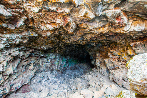 USA, California. Lava Beds National Monument, Merrill Cave entrance photo