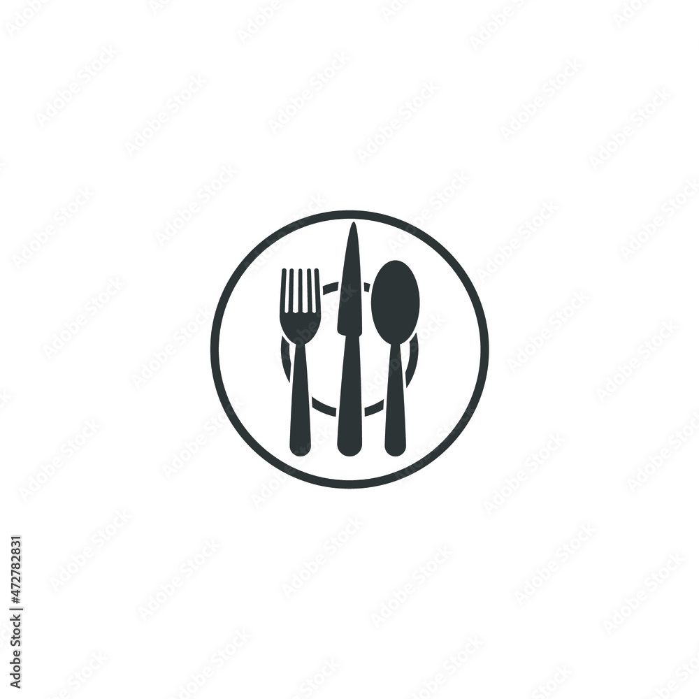 Vector sign of the Plate of food symbol is isolated on a white background. Plate of food icon color editable. Vector sign of the Plate of food symbol is isolated on a white background. Plate of food icon color editable.