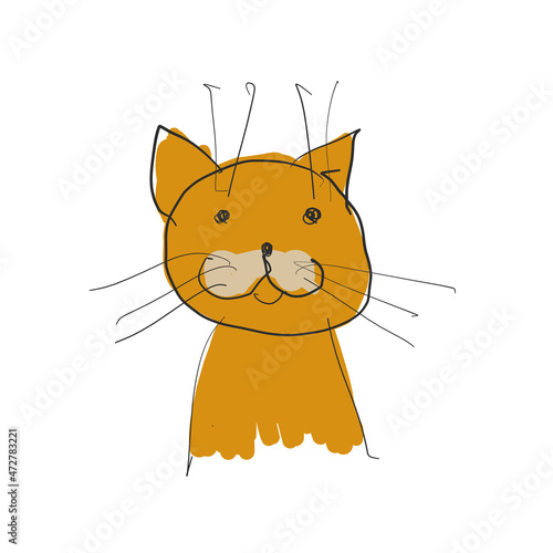 Ginger Cat Portrait. Sketch for your design