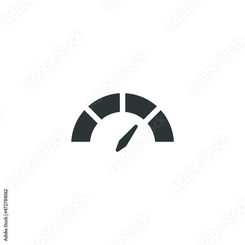 Vector sign of the Speedometer symbol is isolated on a white background. Speedometer icon color editable.