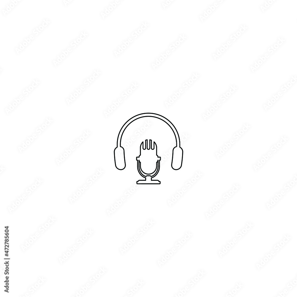 headphone icon with microphone vector sign headphone icon with microphone vector sign
