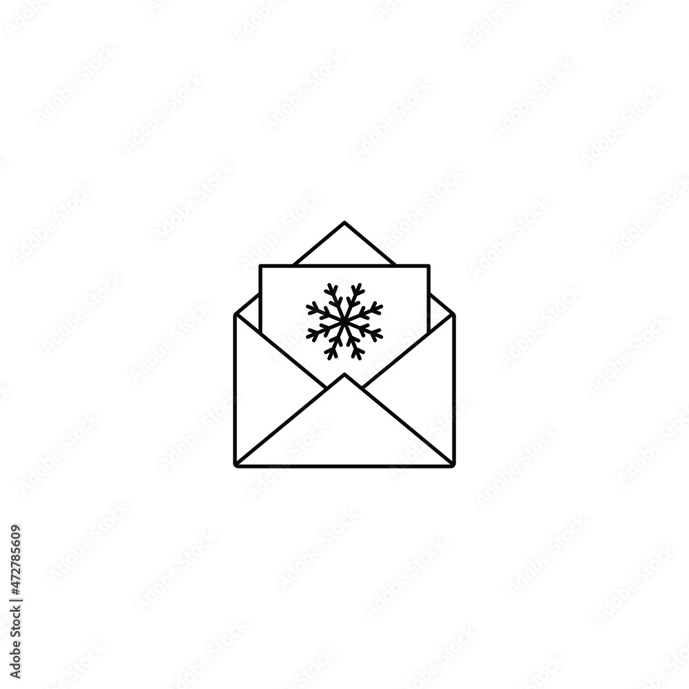 greeting card icon mail with snowflake icon happy new year 2022 Merry Christmas 