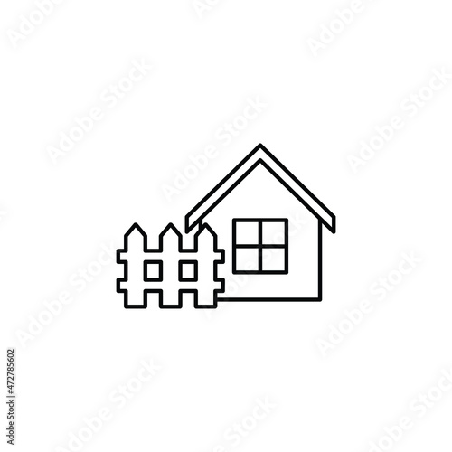 house icon with fence vector home sign 
