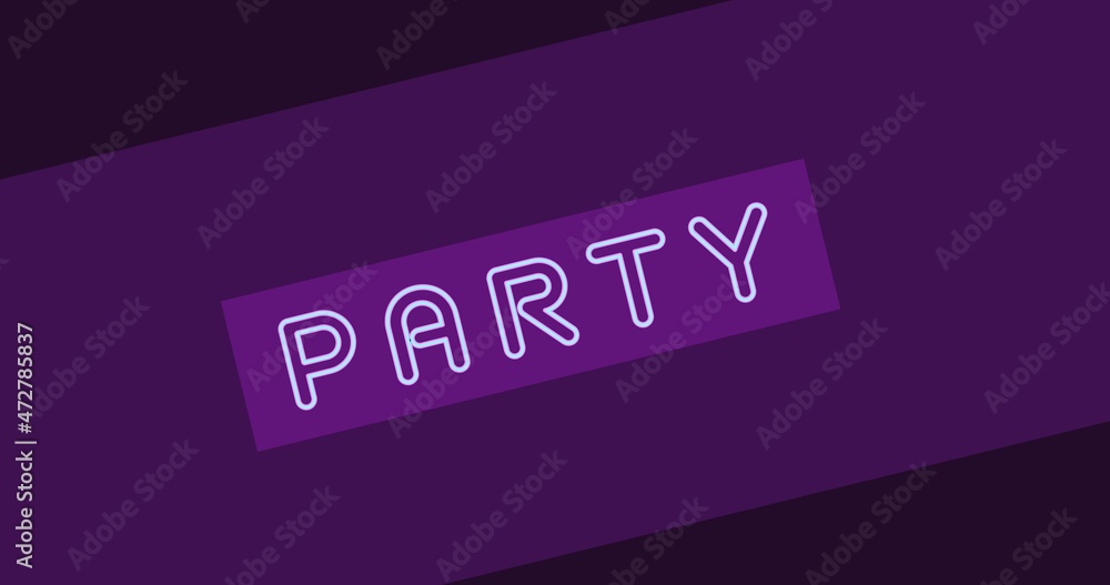 Digital composite image of party text in capital letter over purple background Digital composite image of party text in capital letter over purple background