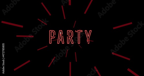 Vector image of party text with copy space over black background