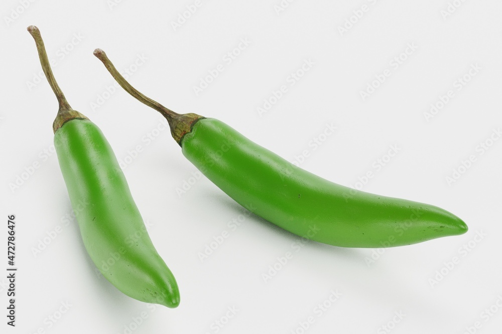 Realistic 3D Render of Green Pepper Realistic 3D Render of Green Pepper