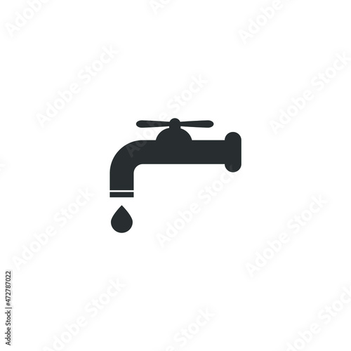Vector sign of the Water tap symbol is isolated on a white background. Water tap icon color editable.