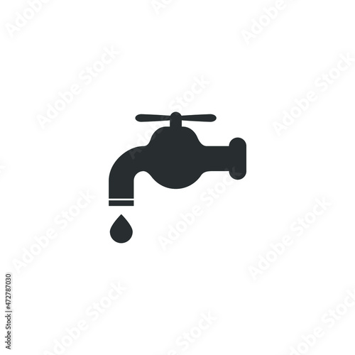 Vector sign of the Water tap symbol is isolated on a white background. Water tap icon color editable.