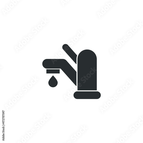 Vector sign of the Water tap symbol is isolated on a white background. Water tap icon color editable.