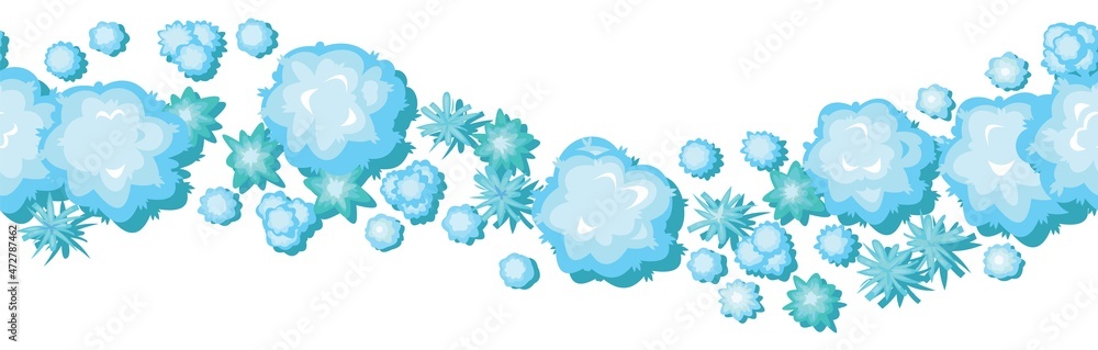 Winter landscape top view. Snowy frosty nature in cold season. From high. Horizontal composition. Seamless bordet Illustration in cartoon style flat design. Isolated on background. Vector Winter landscape top view. Snowy frosty nature in cold season. From high. Horizontal composition. Seamless bordet Illustration in cartoon style flat design. Isolated on background. Vector
