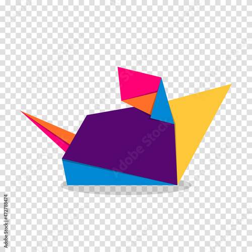 Mouse origami. Abstract colorful vibrant mouse logo design. Animal origami. Vector illustration