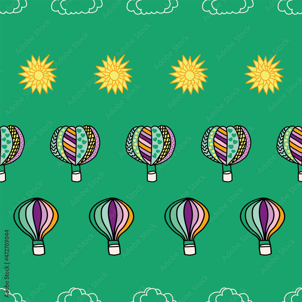 Vector Green hot air ballon background pattern Vector Green hot air ballon background pattern