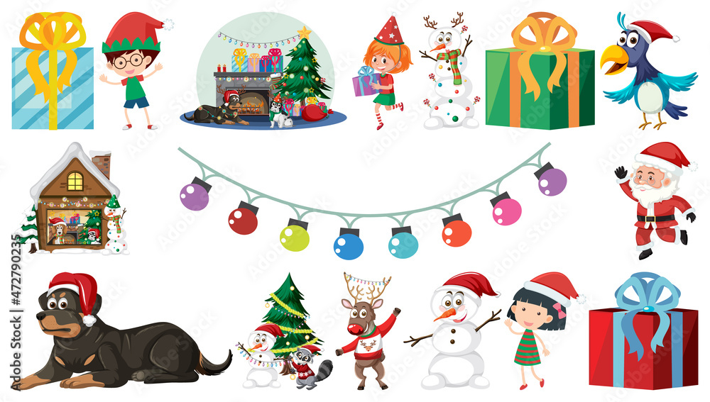 Naklejka premium Isolated Christmas Objects And Elements Set