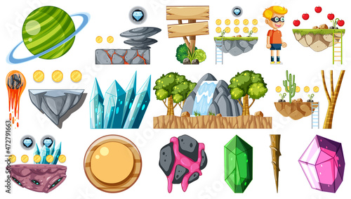 Set of isolated game objects and elements