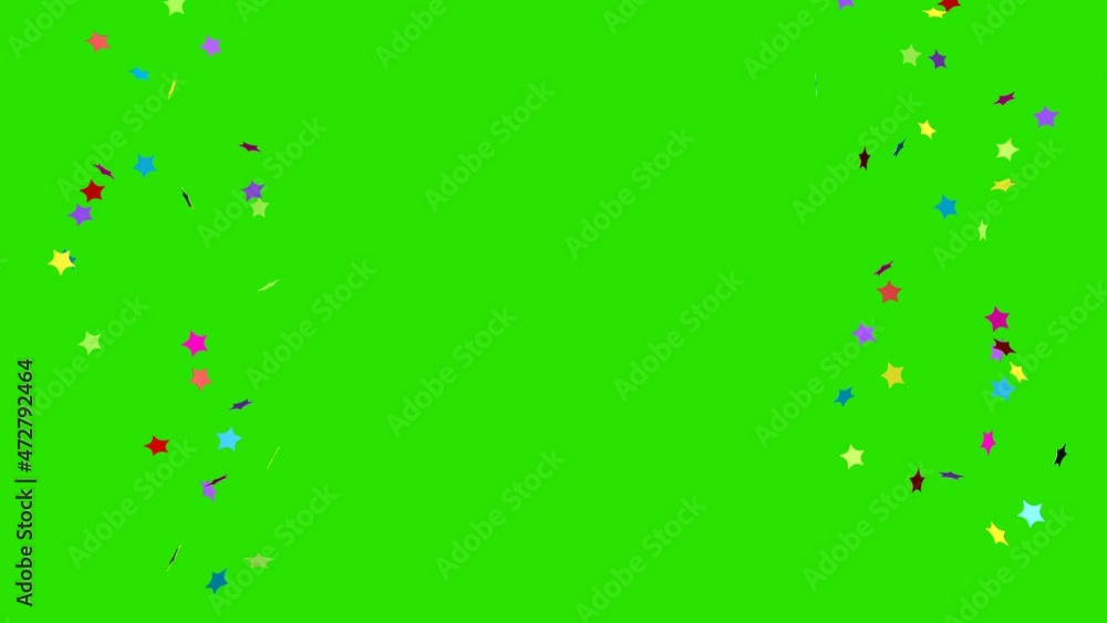 Colored confetti flies up from two sides against the background of a green screen. 3D animation. Colored confetti flies up from two sides against the background of a green screen. 3D animation.
