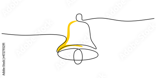 Continuous one single line of hanging christmas bell isolated on white background.