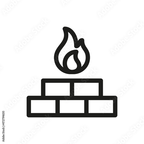 Fireplace mortar isolated icon, refractory cement mix linear icon,  refractory brick vector icon with editable stroke