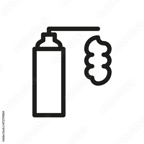 Polyurethane foam spray isolated icon, expanding insulating sealant linear icon, expanding foam can vector icon with editable stroke
