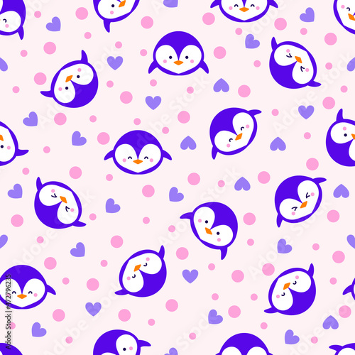 Illustration vector graphic of cute penguin seamless pattern. Good for printing on linen, fabric, textile.